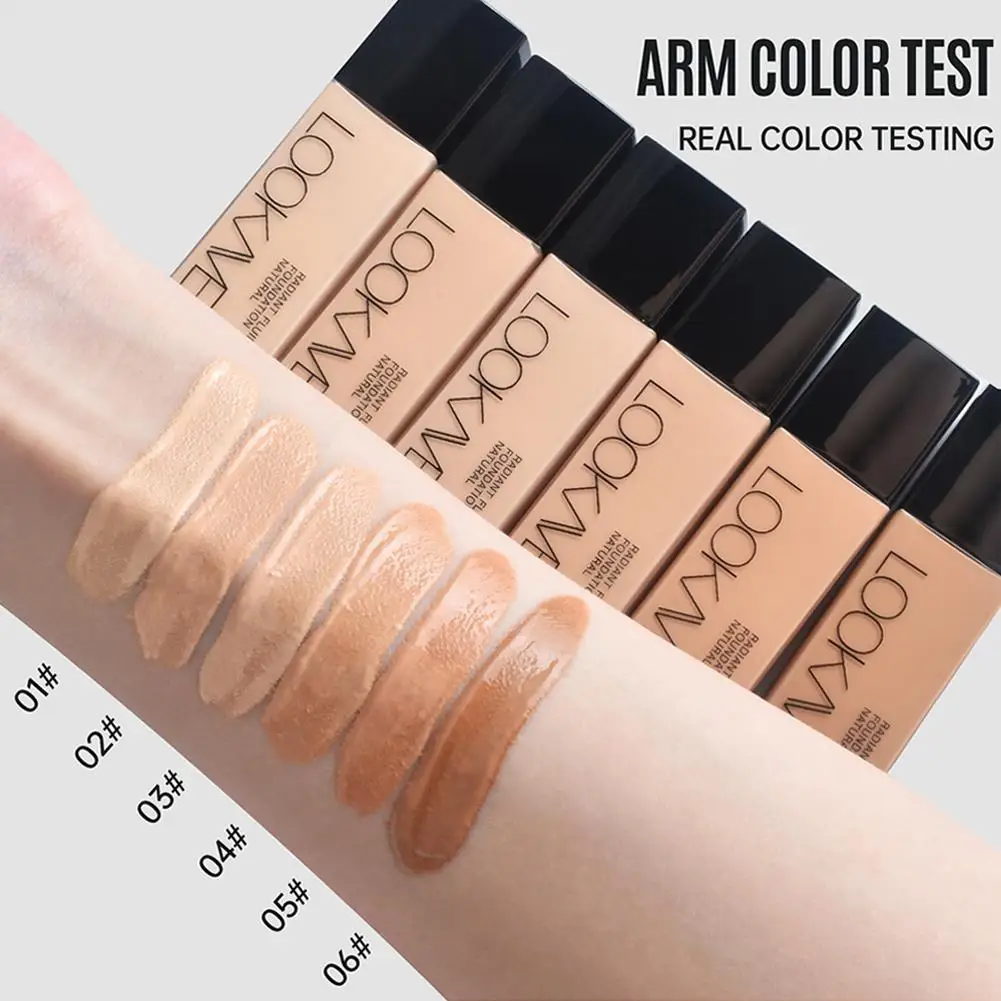 LOOKAVE Liquid Foundation Long Lasting Full Coverage Makeup Natural Moisturizing Foundation Cream CC Concealer Base Liquid Z2F1