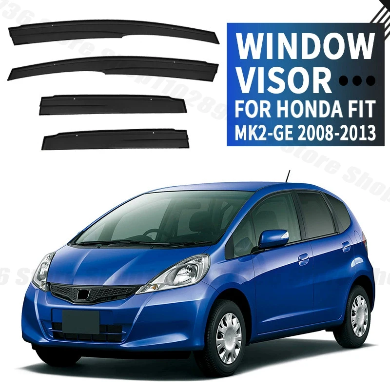 Window Visors For Honda Fit Hatchback MK2-GE 4pcs Side Window Rain Guard Wind Deflector Weathershield Vent Visor for Car Windows