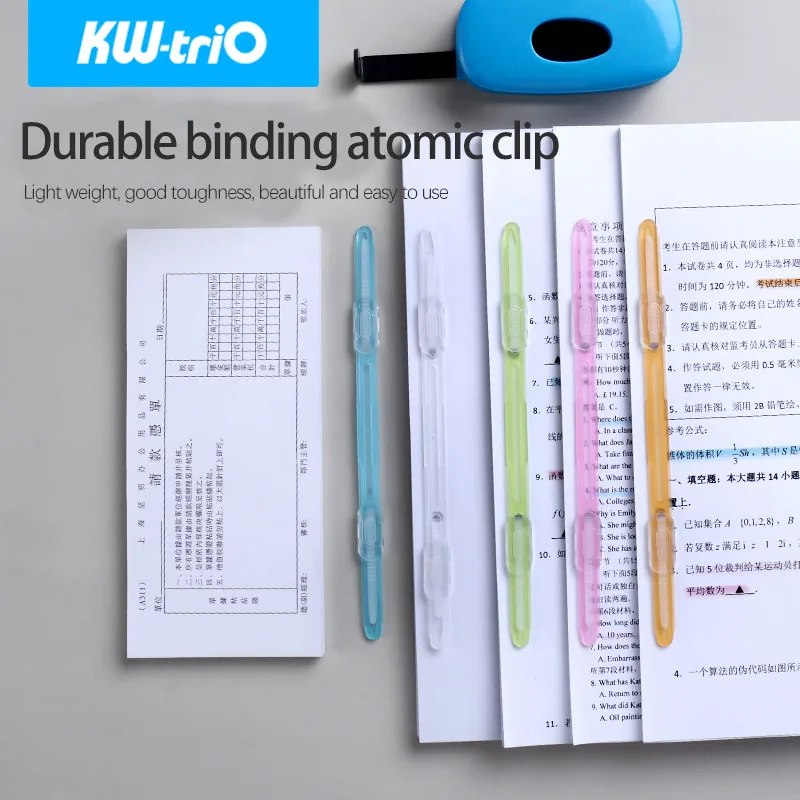 5 buah Set klip Binder Strip warna 2 lubang 80mm Pitch transparan alat pengikat untuk daun longgar catatan buku harian kantor sekolah F7060