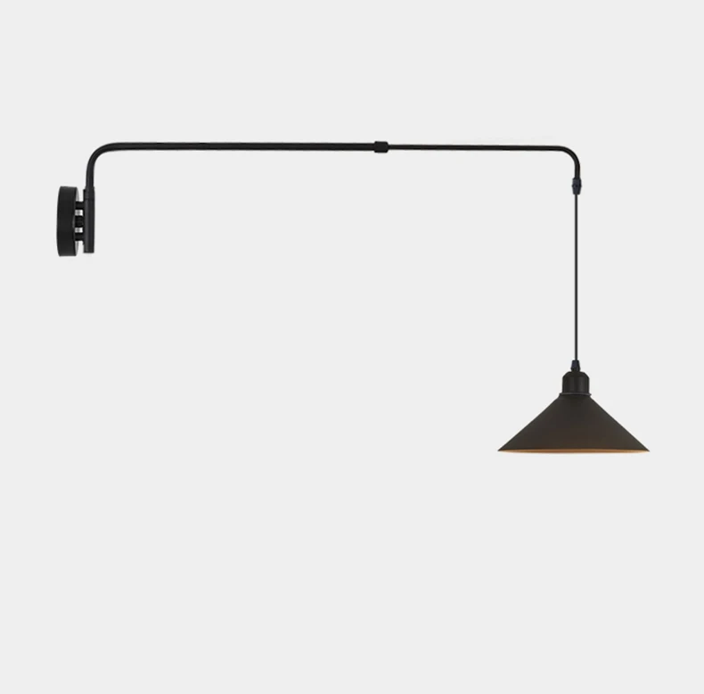 Black Metal Wall Light For Bedroom Bedside Reading Long Arm