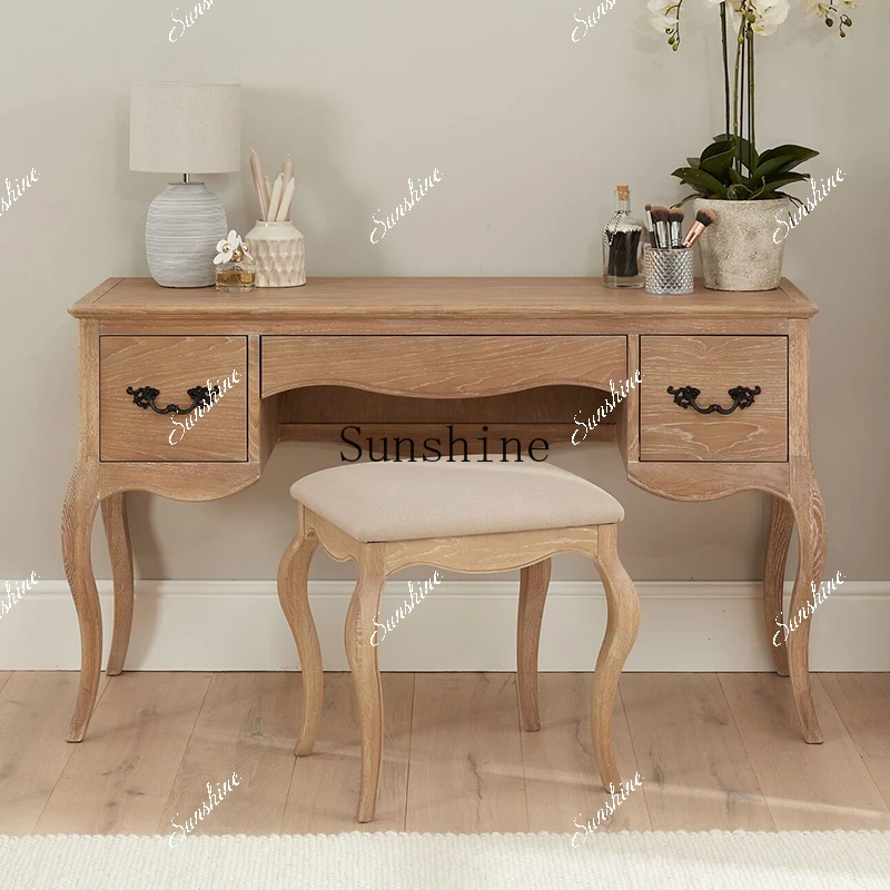 American country solid wood retro old learning desk with drawers  FT