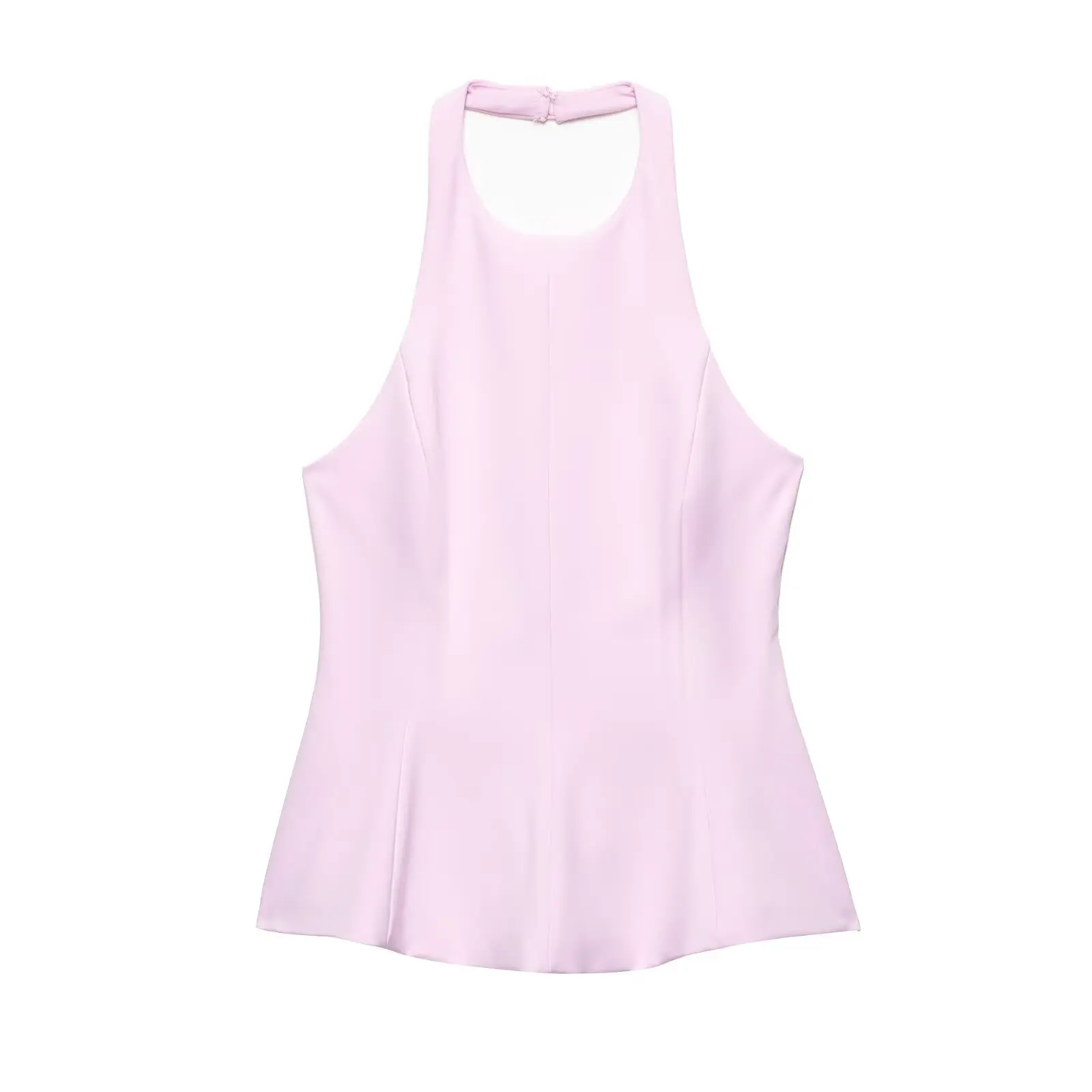 

2025 Women's Tops Short Skirt Style Elastic Hem Simple Peplum Hanging Neck Temperament Summer New Tops Tank Top
