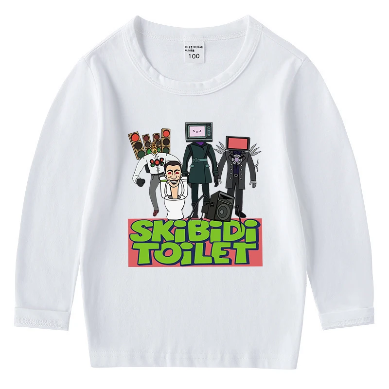 Speakerman TV Man Skibidi Toilet Clothing for Children Anime Long Sleeves T Shirt Cotton T-shirt Boys Trendy Tops Shirts Clothes