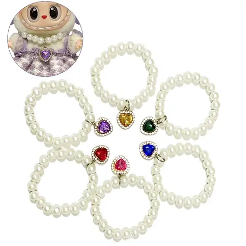 New for Labubu Accessories Elegant Pearl Gemstone Necklace Accessories 15/17cm Doll Cute Necklace Jewelry Doll Collar Cute Toy