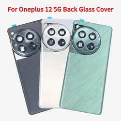 For Oneplus 12 5G Back Battery Cover With Camera Frame 1plus 12 Rear Battery Gorilla Glass Door Housing Case Repair Replace