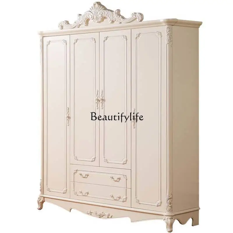 

European carved luxury four-door wardrobe modern simple combination wardrobe Korean pastoral storage