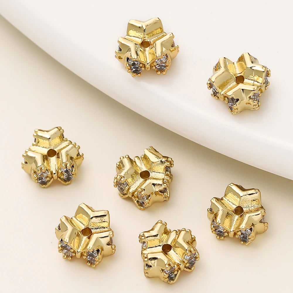 4/6Pcs 14/18K Gold Color Plated Irregular Bowknot Spacer Charm Beads for DIY Bracelet Necklace Jewelry Making Accessories