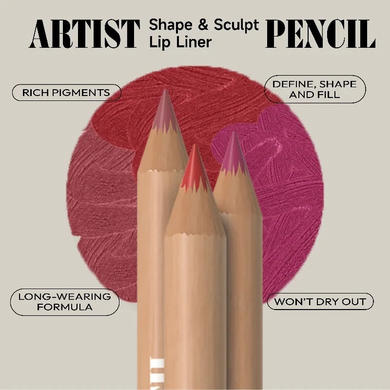 Face Secret 3 unidades / conjunto tons de café bege fosco delineador labial à prova d'água, de longa duração, veludo suave natural batom lápis macio