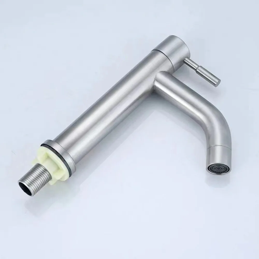 Sink Tap Bathroom Basin Faucet Single Handle Deck Mounted Stainless Steel Water Tap Rust-proof Anti-Leakage Bathroom Faucet