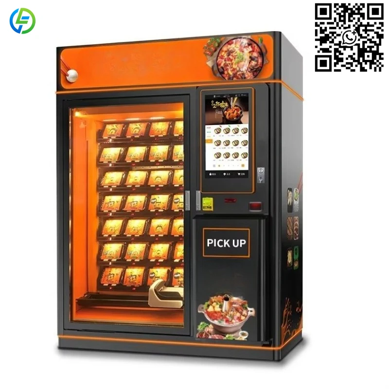 Customized Factory Heated Device Burger Sandwich Lunch Box Hot Food  Elevator Pizza Vending Machine with Card Reader for Sale