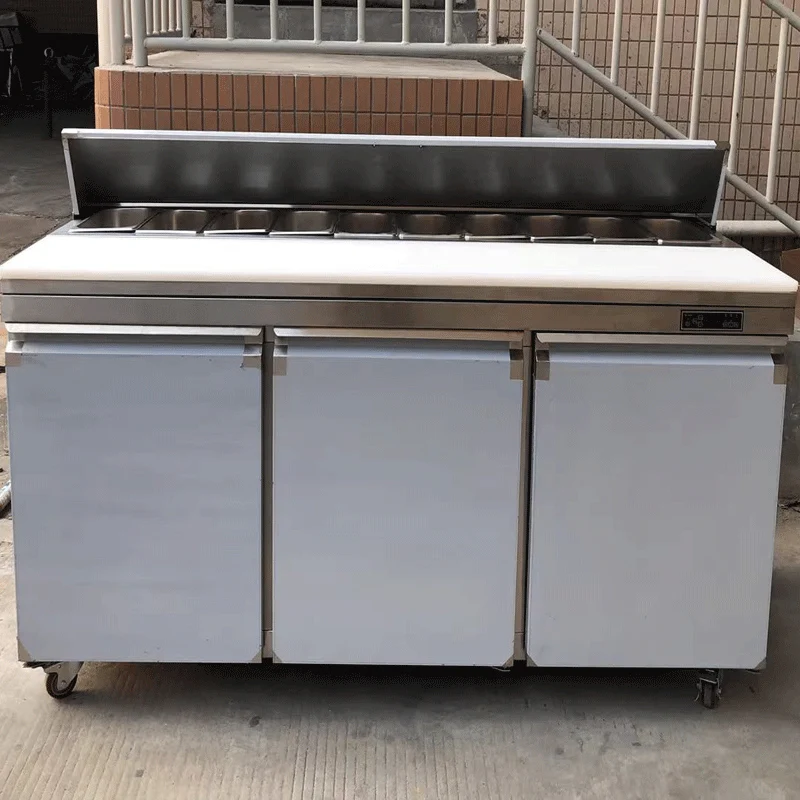 Single temperature stainless steel digital display restaurant operating rod refrigerator air-cooled salad freezer equipment