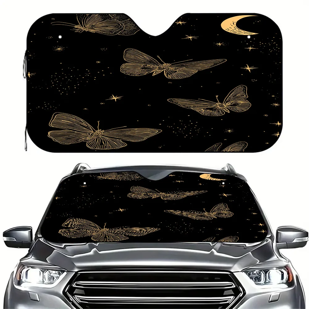 1pc Celestial Butterfly Dance Windshield Sunshade - UV Protection & Heat Reflective, Foldable Car Cover For SUVs/Trucks, Durable