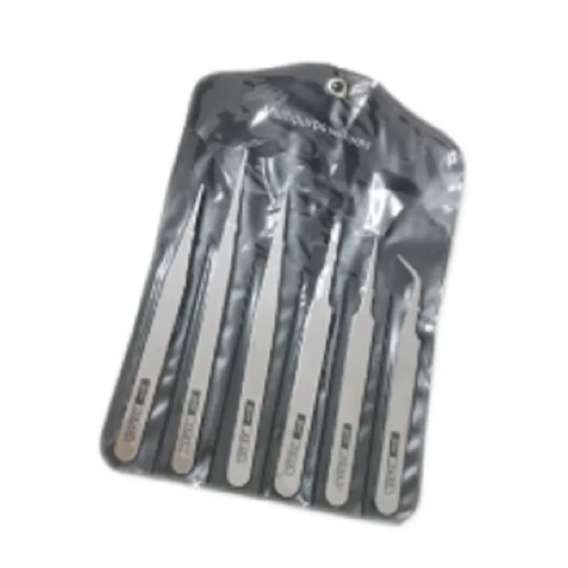 6Pcs Stainless Steel Tweezers Repair Tool Industrial Precision Bent Straight Tweezers Repair Tool