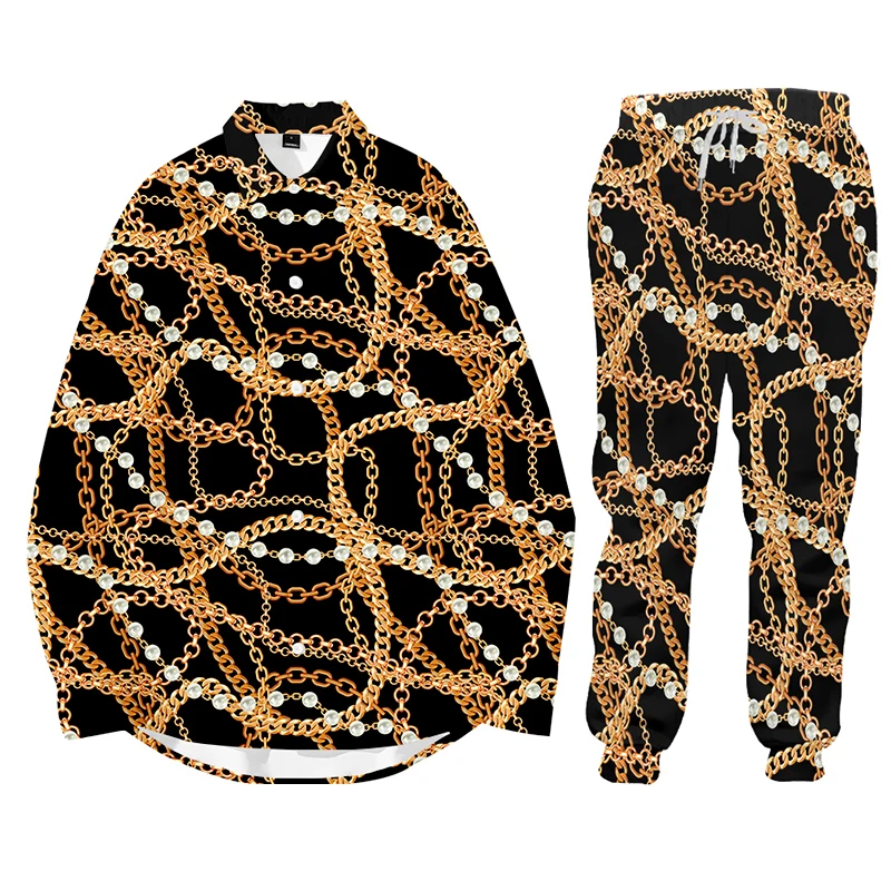 Necklace Hoodie Man Tracksuits Men's Sets 3D Print Sets Men Two-piece Luxury Zipper Tracksuits Trouser Sweat Suits Sets Custom