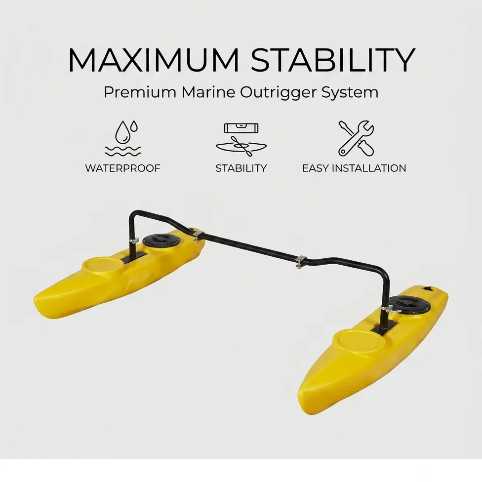Top Rated Yellow Kayak Stabilizer Canoe Outrigger System Heavy Duty Boat Balance Float Pontoon Easy Installation Kit
