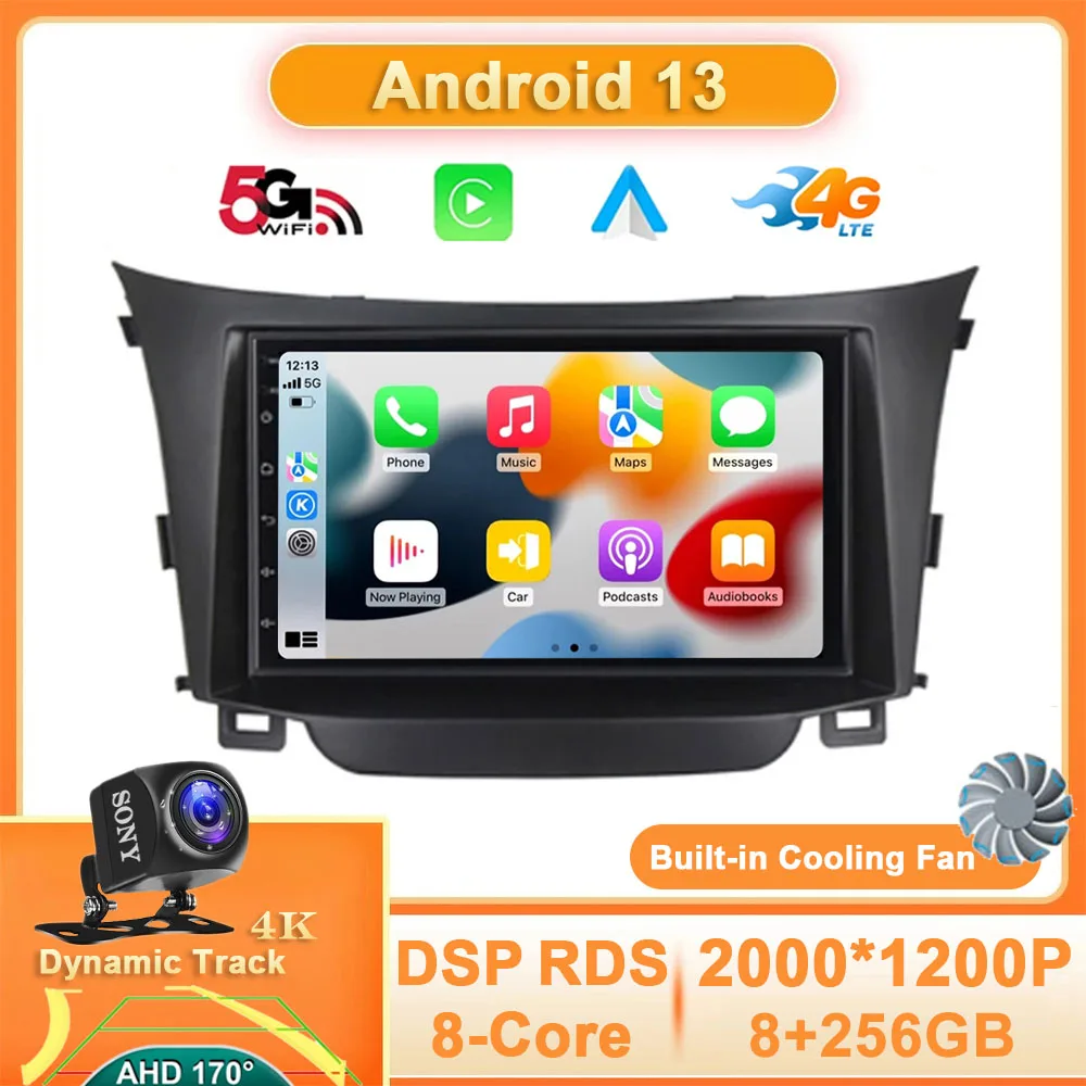 

7 inch Android 13 Car Radio Multimedia Player GPS For Hyundai I30 Elantra GT 2011-2017 Carplay Android auto DVR DSP 2 Din Stereo