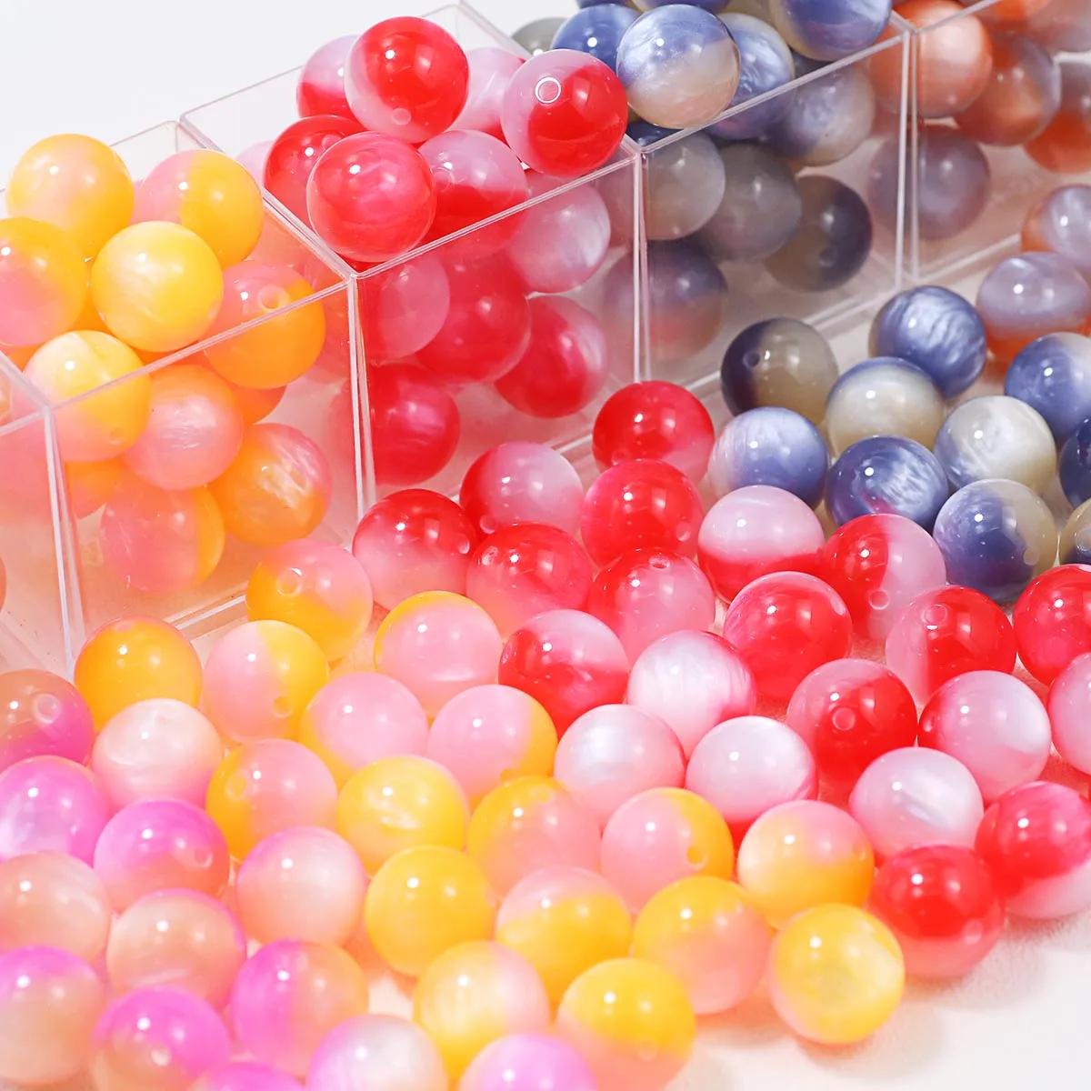 16mm Resin Bicolor Beads with Iridescent Finish Multicolor Handmade DIY Jewelry Beads for Bracelets Necklaces Accessories
