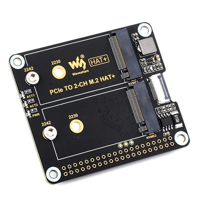 Waveshare para raspberry pi 5 canal duplo pcie para placa de expansão m.2 nvme ssd chapéu + padrão de alta velocidade leitura/gravação placa inicialização