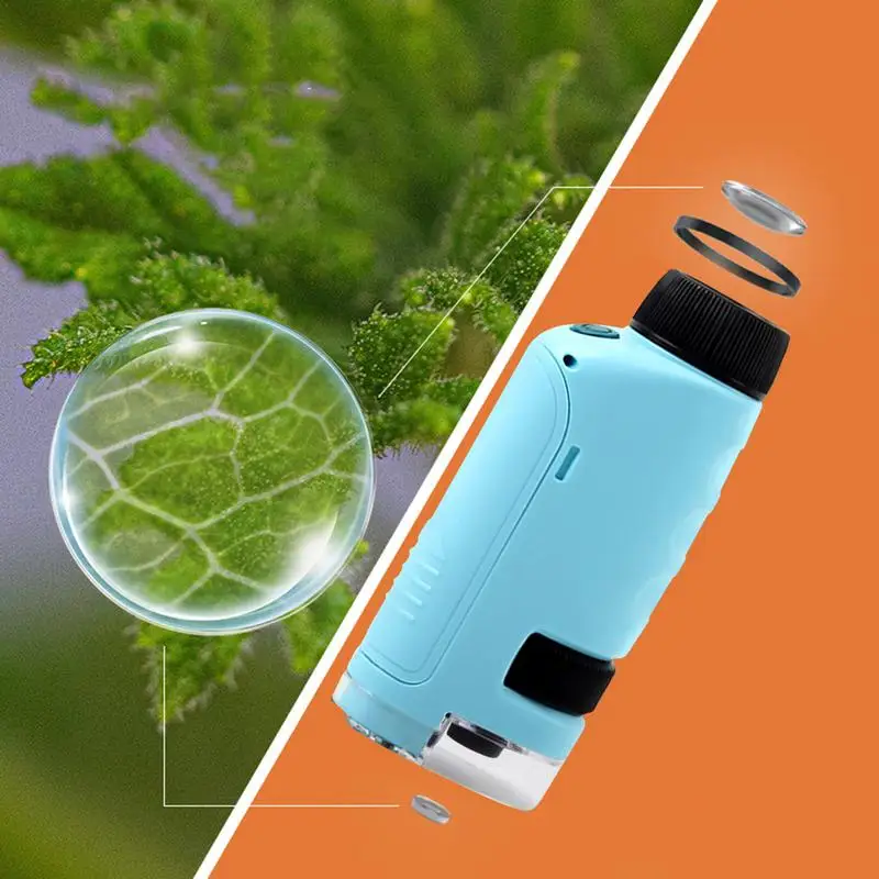 New 60-120X Kids Microscope LED Light 60X-120X Home School Biological Science Educational Tool Mini Portable Handheld Microscope
