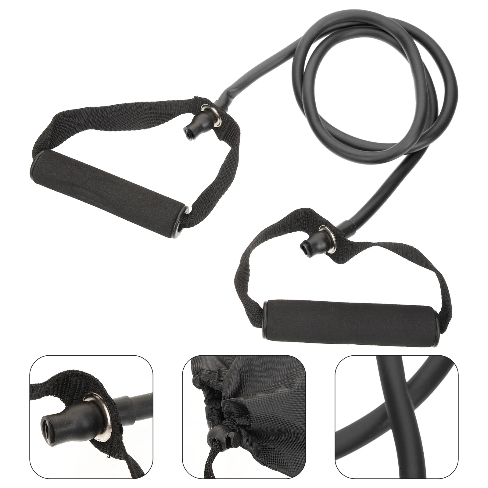 

Handles Fitness Resistance Band Workout Pull Rope Sports Training Strap Elastic Black Portable Stretch