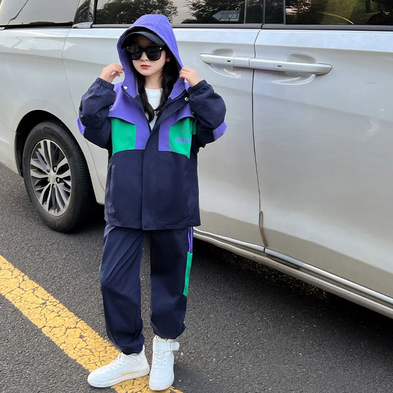 Children Clothing Set New Autumn Spring Hooed Jacket + Sweatpants 2Pcs Teenage Girls Sports Costume Outfits For Kids Tracksuits