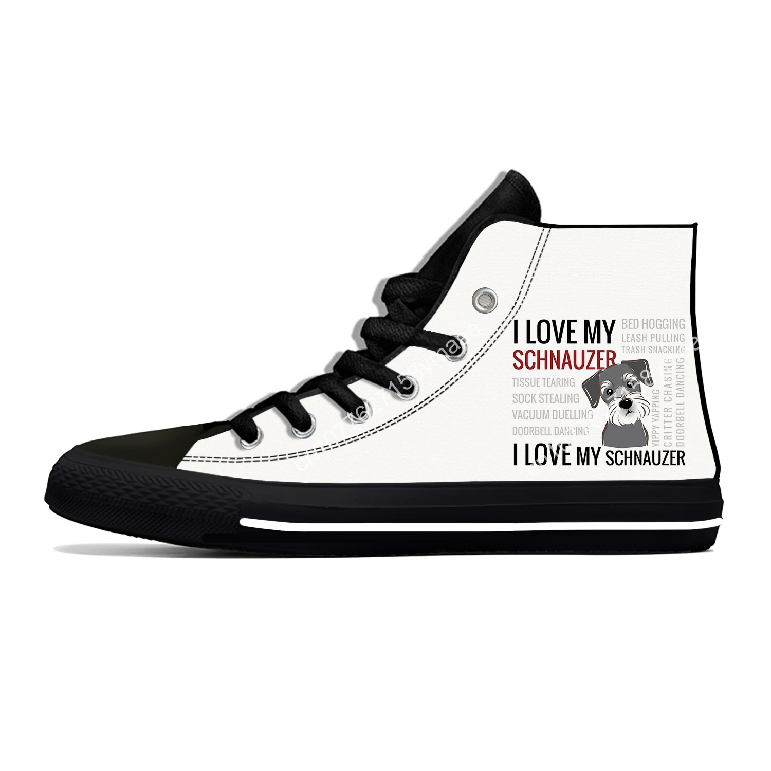Schnauzer Animal Dog Cut Kawaii Harajuku Fashion Lightweight High Top Canvas Shoes Men Women Casual Sneakers Classic Board Shoes