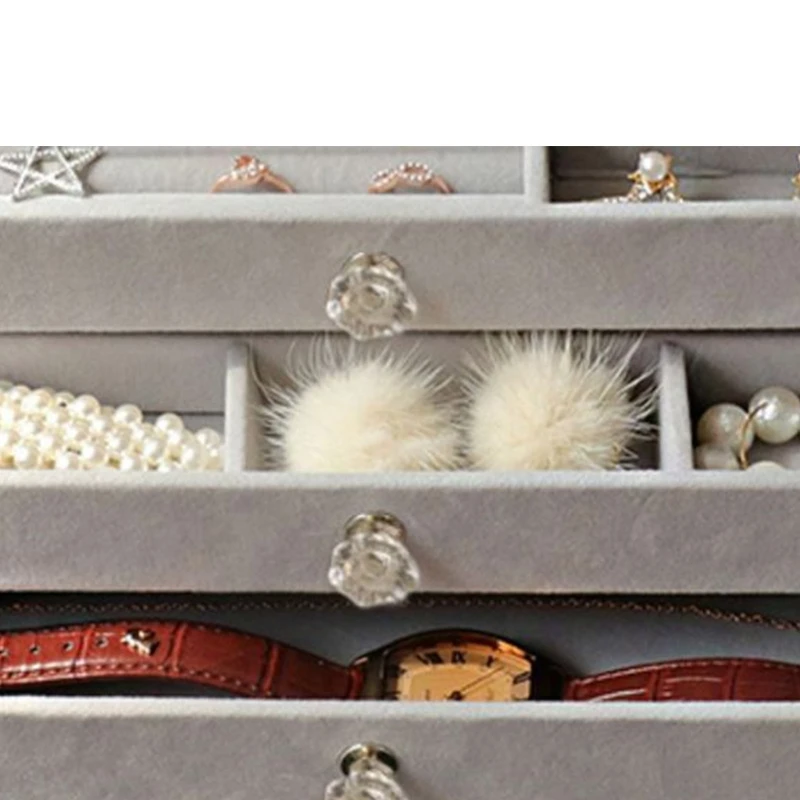 Jewelry Display Storage Box with Removable Dividers 3 Drawers Jewelry Trays for Earring Necklace Bracelet