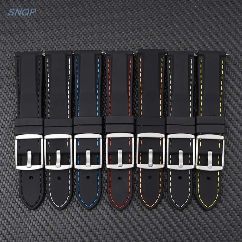 스포츠 실리콘 스트랩 범용 퀵릴리즈 방수 고무 밴드, 삼성 갤럭시 워치 4 5 화웨이 gt 2 용, 16mm, 18mm, 20mm, 22mm, 24mm