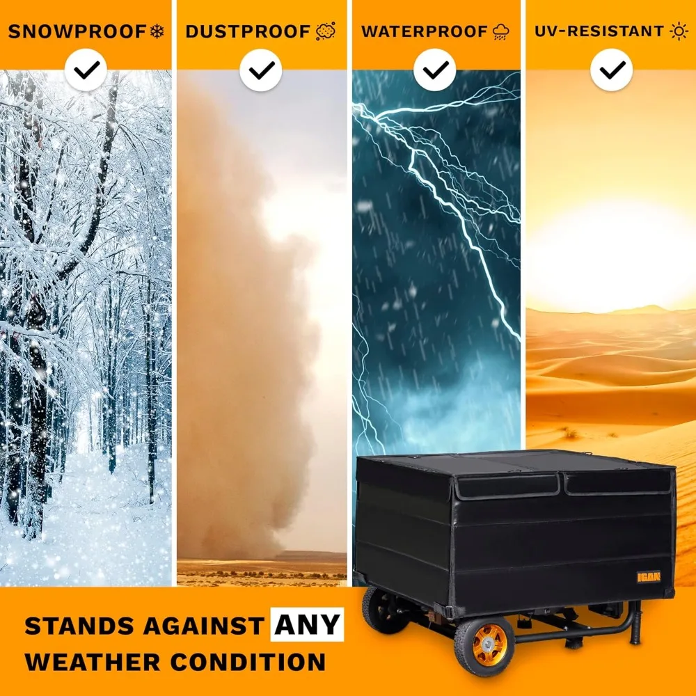 غطاء مولد مقاوم للماء عالي التحمل لموديلات 3500 وات - 12000 وات - حماية للجري والتخزين في الهواء الطلق، أسود #4