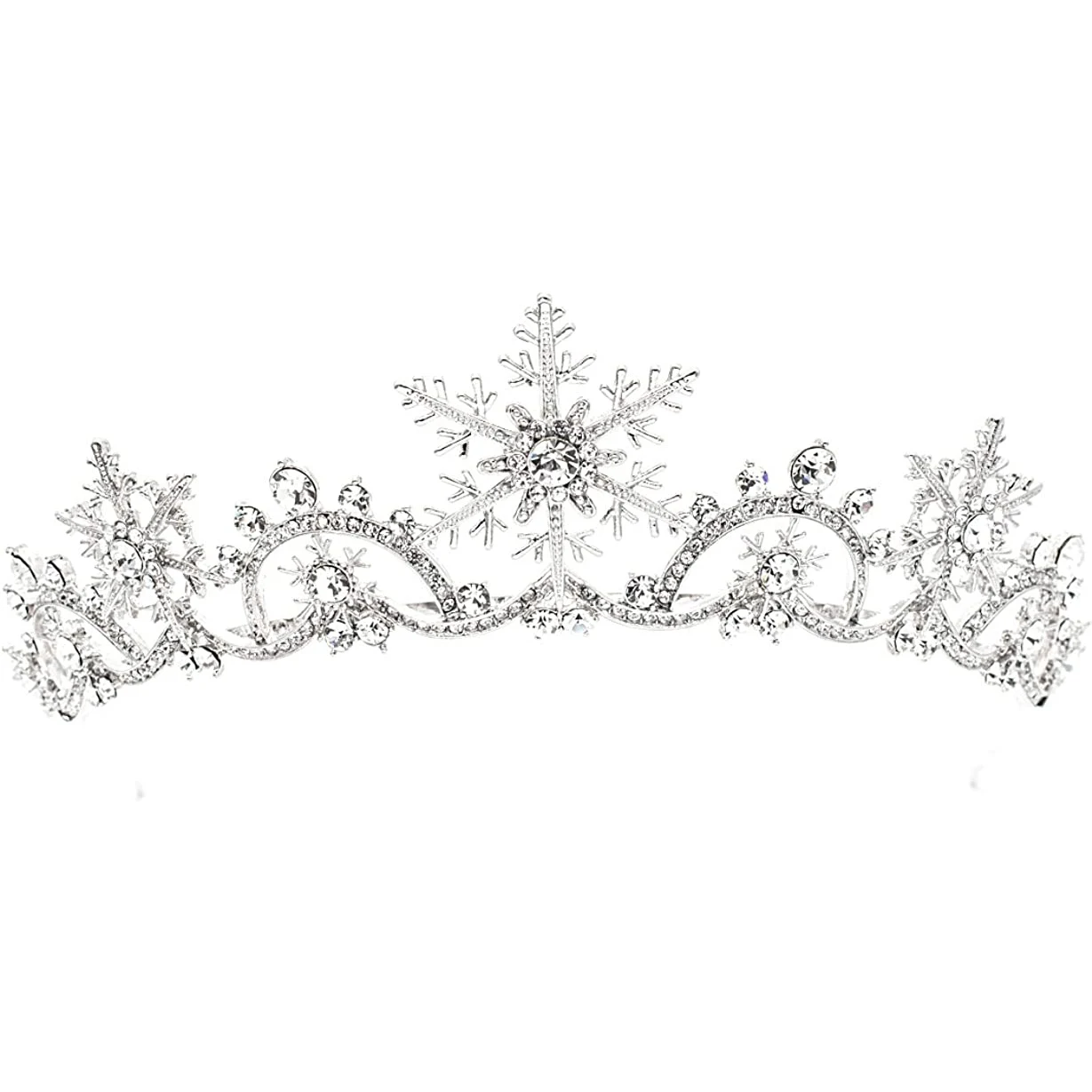 Austrian Crystals Women Princess Snowflake Tiara Crown Bridal Wedding Christmas Hair Jewelry Accessories SHA8756