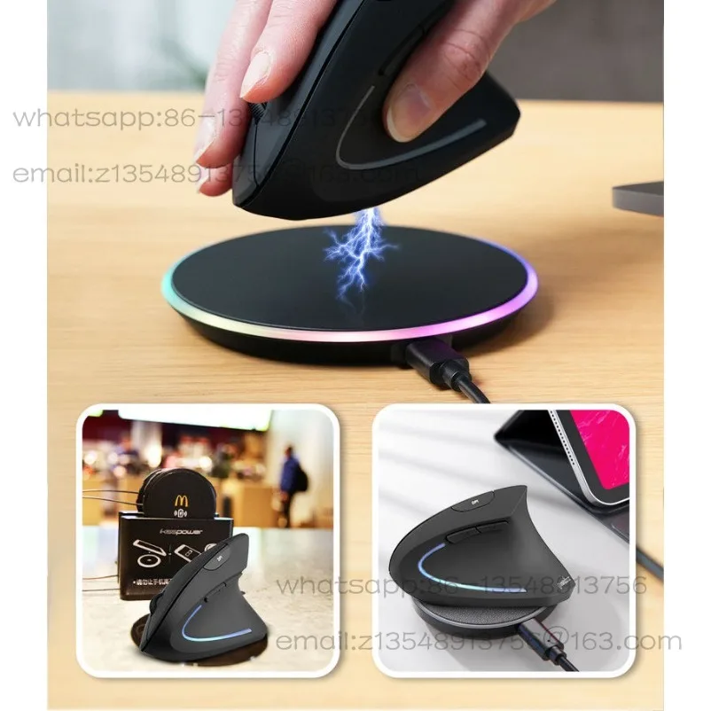 [Wireless Charging] 713RX Wireless Charging Silent Ergonomic Mouse Upright Office Standard Charging Seat