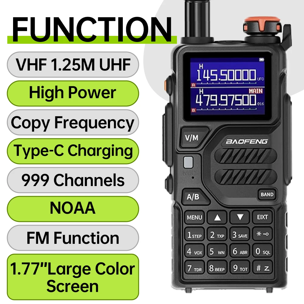 Baofeng K5PLUS 10W Multi-band UHF VHF AM Aviation Band 999CH 2500mAh Wireless Copy Frequency Long Range Handheld Transceiver