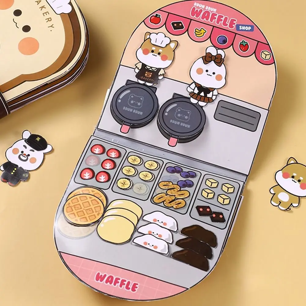 Paper Waffle Quiet Book Colorful Fried Chicken Cartoon Busy Book Convenience Store Bread Snack Bar Sticker Game.