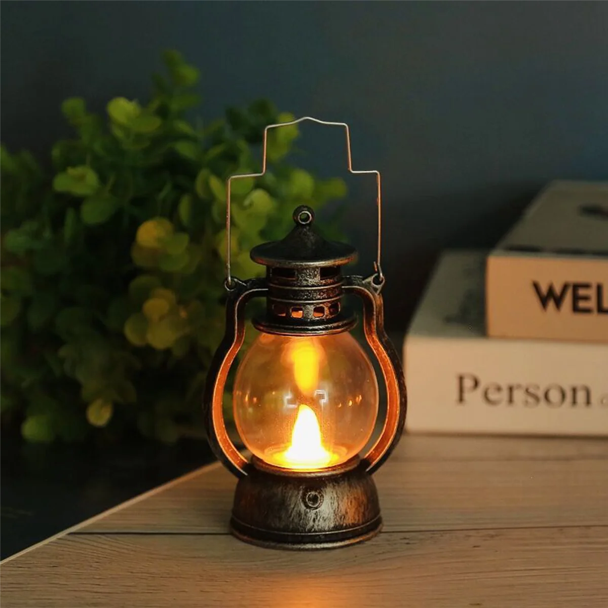 12 Pcs Mini Lantern Decorative with LED Candle Vintage Lantern Hanging Candle Lanterns Battery Operated Lantern Copper