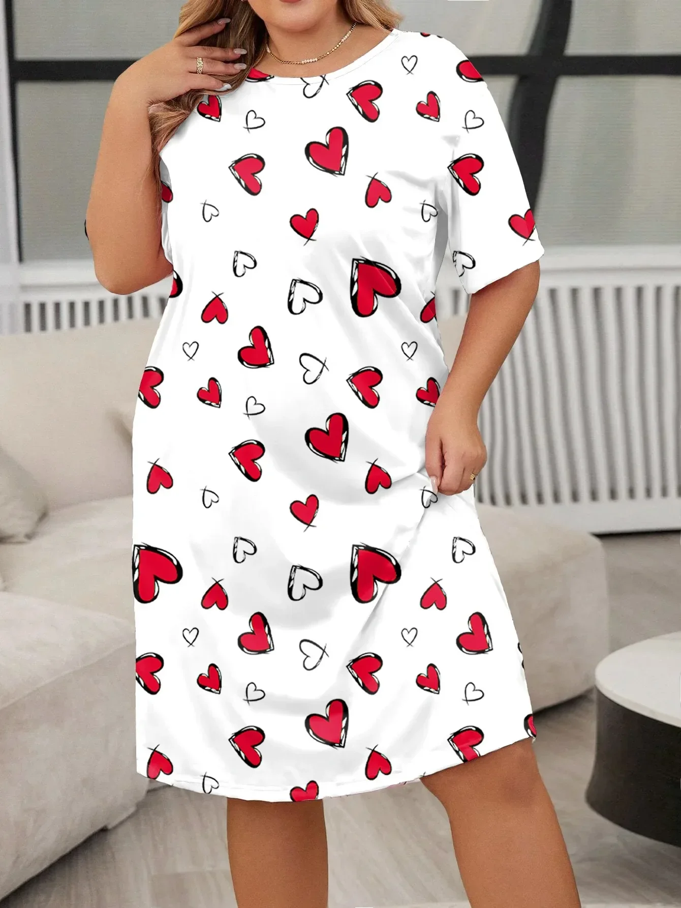 Vestido informal de talla grande con estampado de leopardo para mujer, vestidos de manga corta hasta la rodilla para verano y primavera, vestidos holgados elegantes a la moda para mujer 4XL 5XL