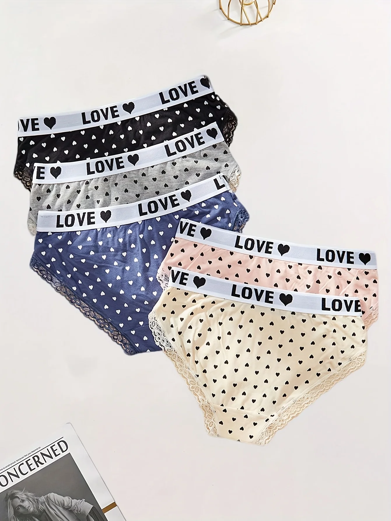 

5 шт., сексуальное кружевное лоскутное женское нижнее белье со средней талией, удобные и бесшовные женские трусы