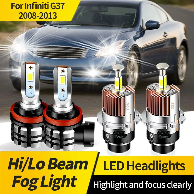 

2PCS For Infiniti G37 2008-2013 D2S D2R LED Headlight Bulb H11 White LED Hi/Lo Beam Fog Light HID Xenon/Halogen Replacement Lamp