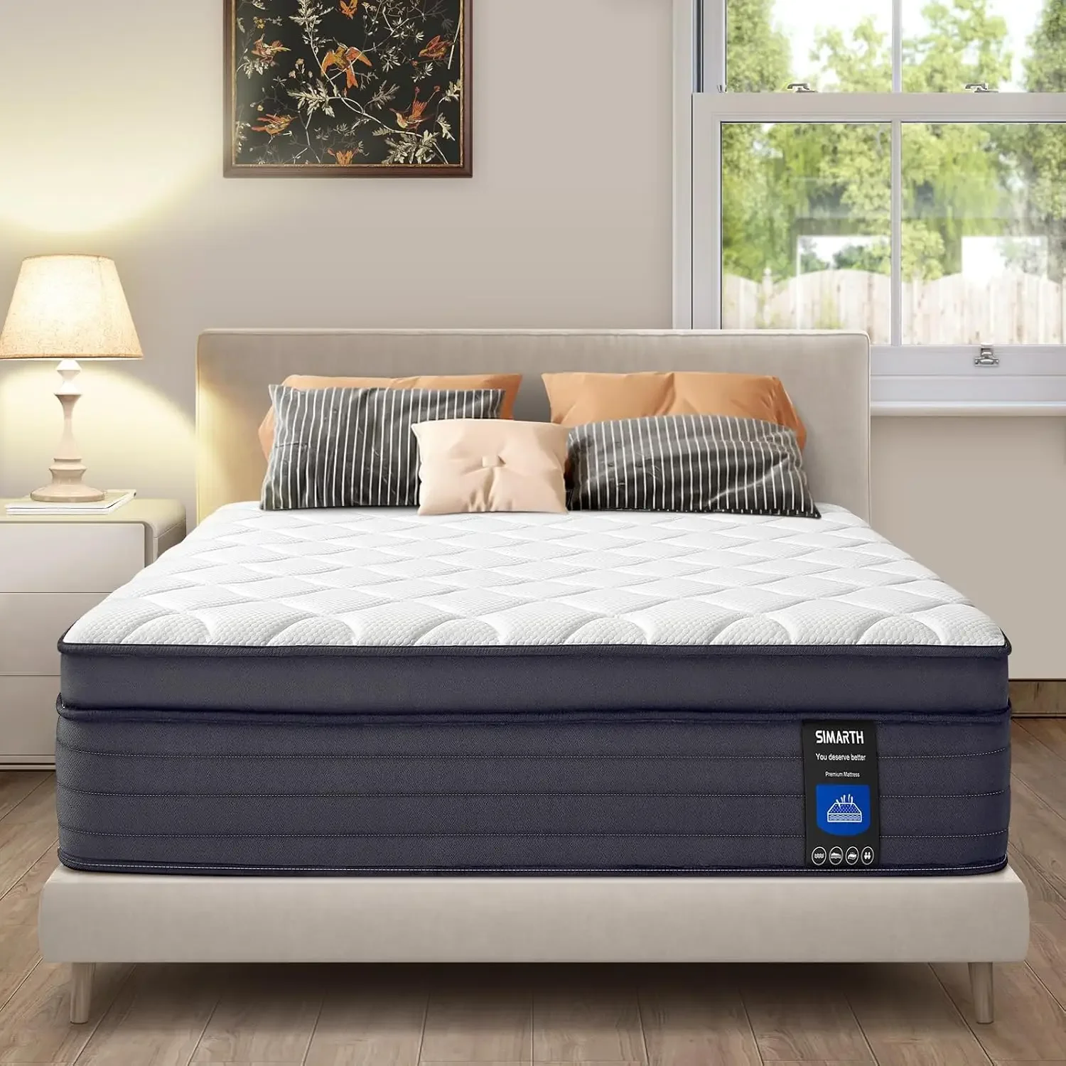 Queen Hybrid Mattress 12 Inch Gel Memory Foam Queen Size in a Box with Motion Isolation Comfort Support