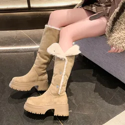 Stivali pieghevoli da donna caldi e affascinanti invernali INS Street Snap Versatile cinturino per capelli Comode scarpe da donna con punta tonda e tacco grosso