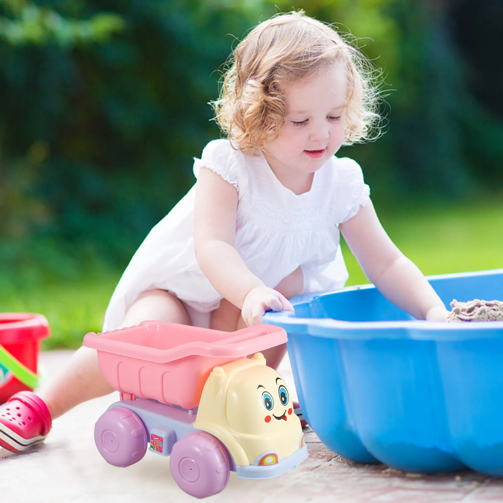 7個入り子供用ビーチ砂遊びツールセット-安全なプラスチック製-幼児向け-想像力豊かな遊び-ポータブルで握りやすいカラー学習セット