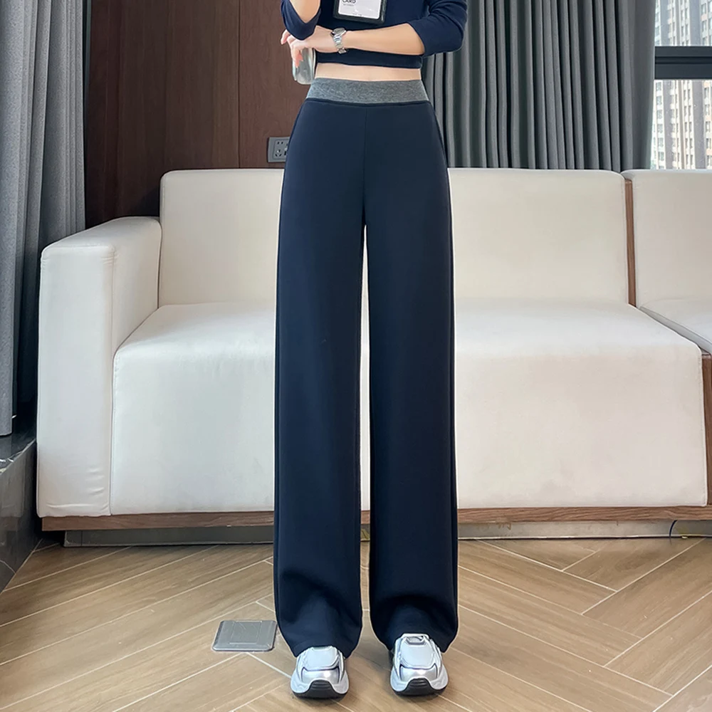 

Модные женские прямые брюки, спортивный эластичный пояс, хлопковые повседневные брюки, женские спортивные брюки, весенне-осенний стиль.