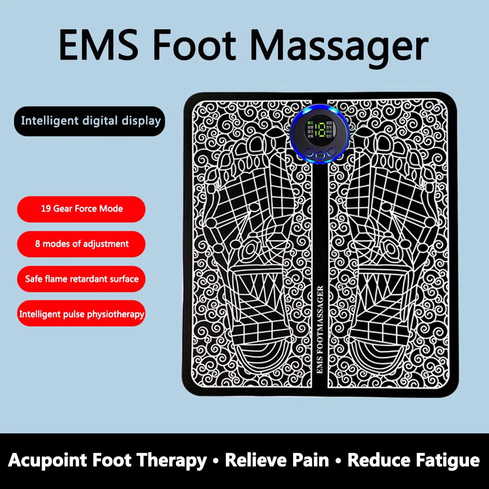 

EMS Foot Circulation Massager 8 Modes Foot Booster USB Rechargeable Leg Muscle Stimulator Remote Control for Home and Office Use