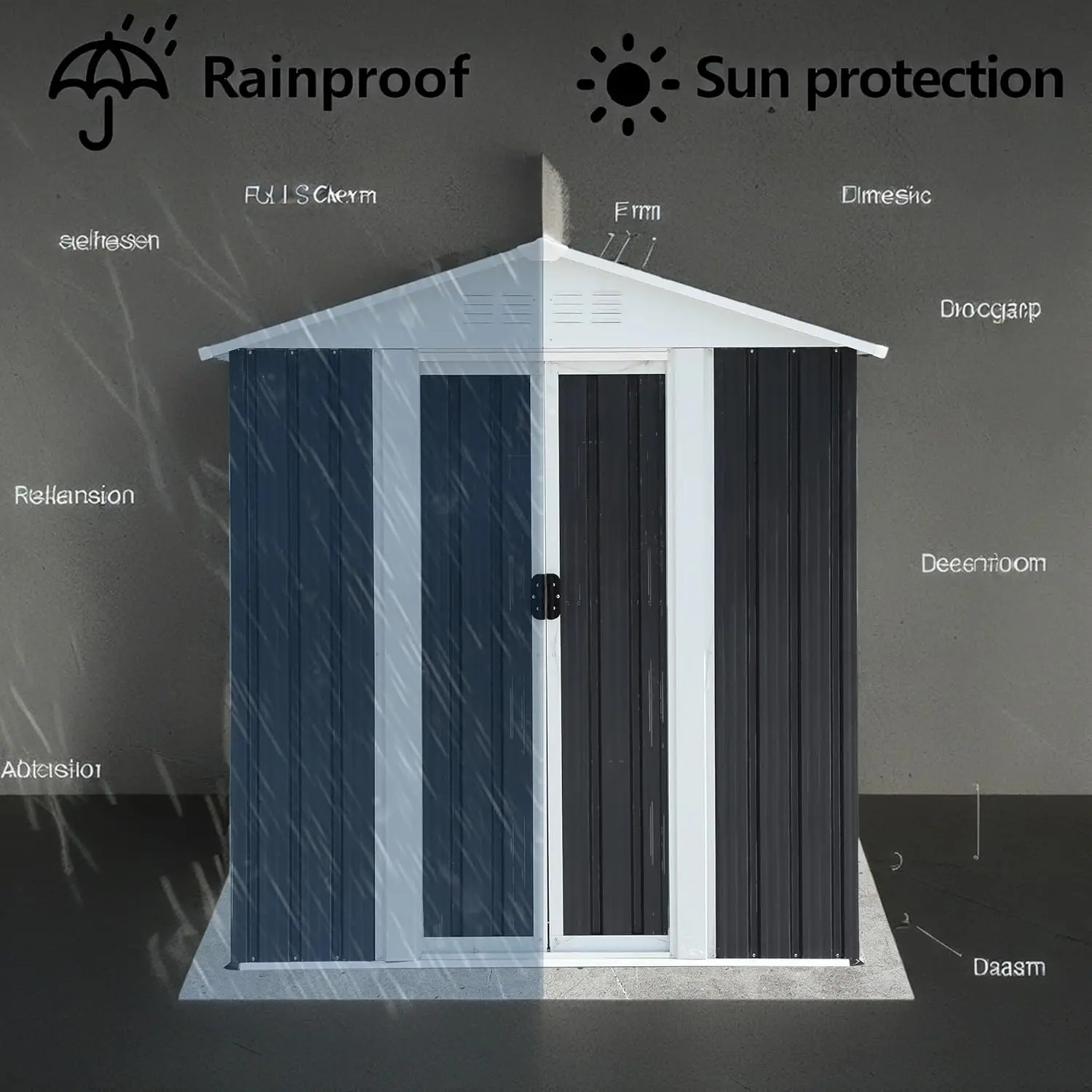 Ritsu Outdoor Storage Shed 5X3Ft,Metal Garden Shed For Bike, Garbage Can,Tool,Outside Sheds&Outdoor Storage Box With Lockable