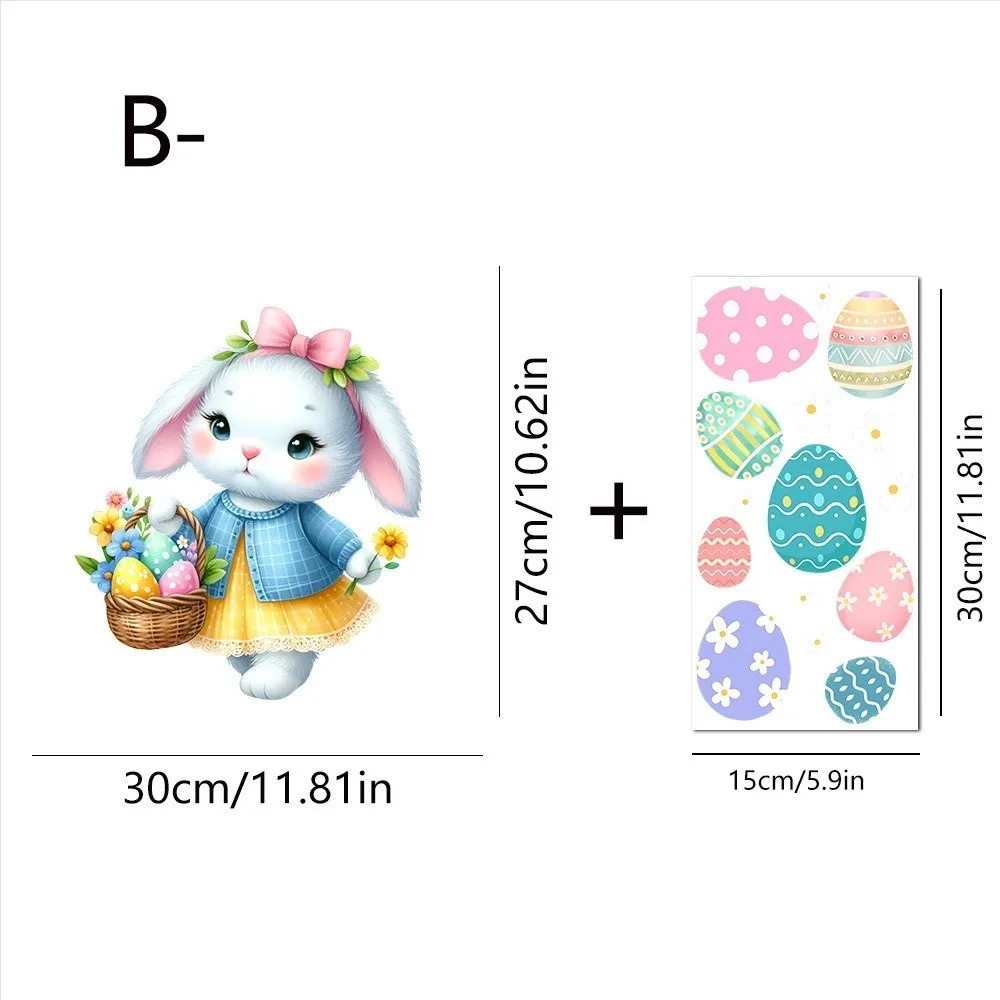 New Easter Flower Rabbit Sticker Self-Adhesive PVC Festival Party Sticker Waterproof Removable Wall Decal Glass Decoration