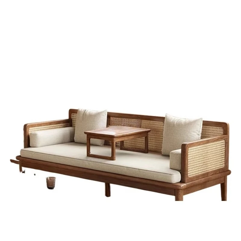 yjq  Solid Wood Bed with Rollers Combination Small Apartment New Chinese Style Pull-out Retractable Sleeping Collapse