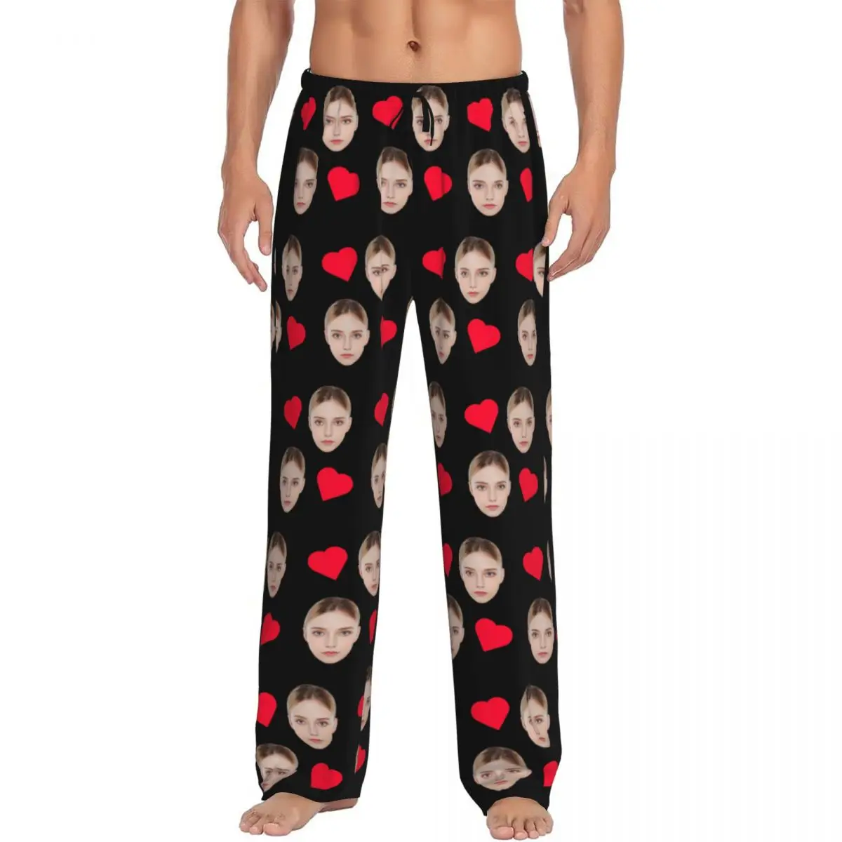 Custom Print Men Personalized Head Face Photo For Boy Friend Gift Pajama Pants Sleepwear Sleep Lounge Bottoms with Pockets