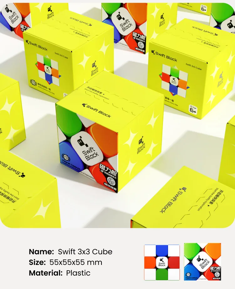 Gan Swift Block 3x3 Würfel Magnetischer Speedcube Stickerless Swift 355S 3x3 Professioneller Zauberwürfel Gan Magnetisches Spielzeug – Detail 16