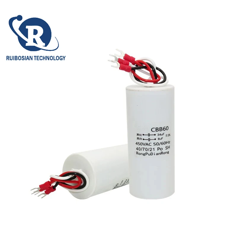 CBB60 34UF+8UF three wire dual capacitor 450V electric hoist lifting pole motor crane starting capacitor