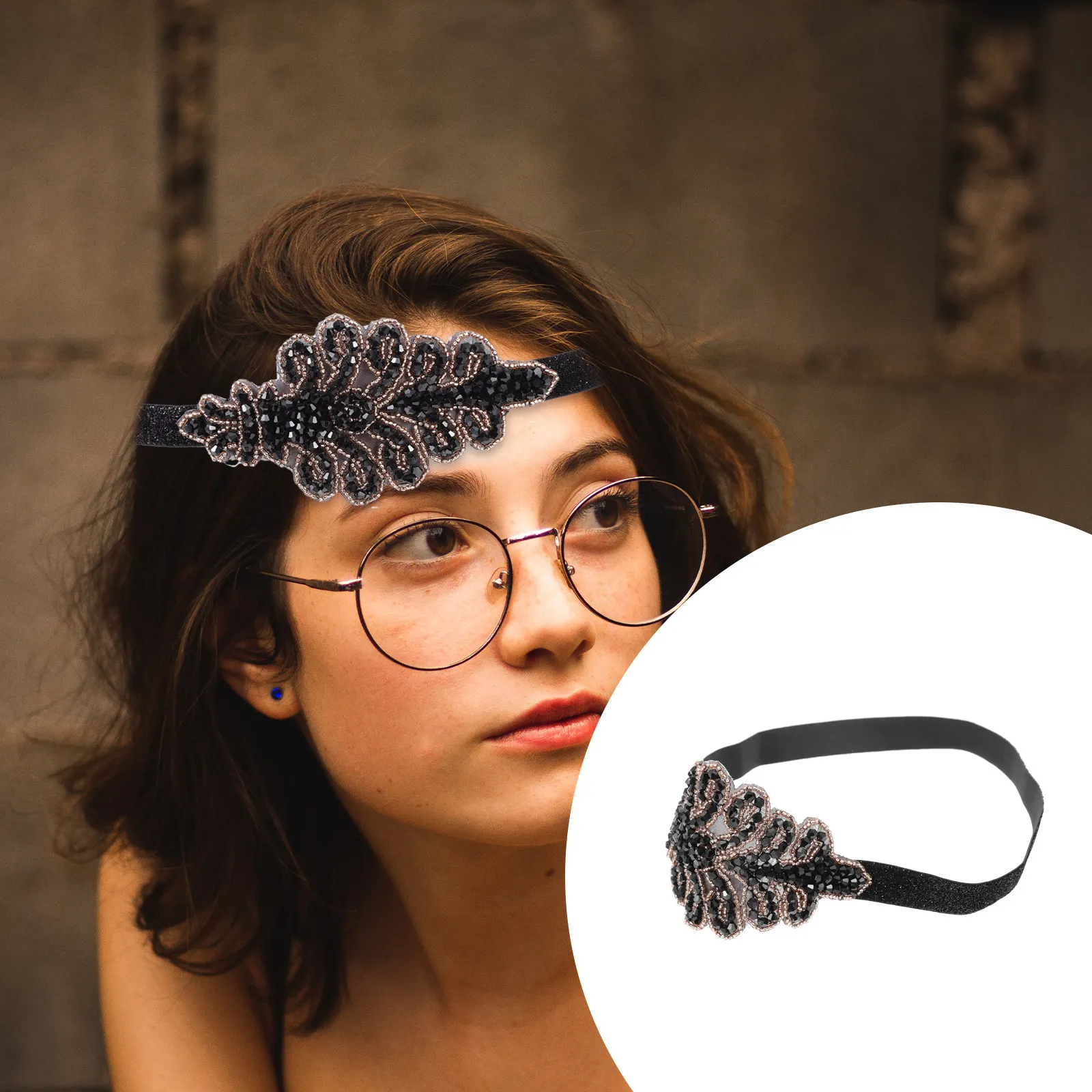 1Pcs Delicate Vintage 1920s Flapper Hairband Rhinestone Headpiece Party Prop Festival Carnival Costume Accessory