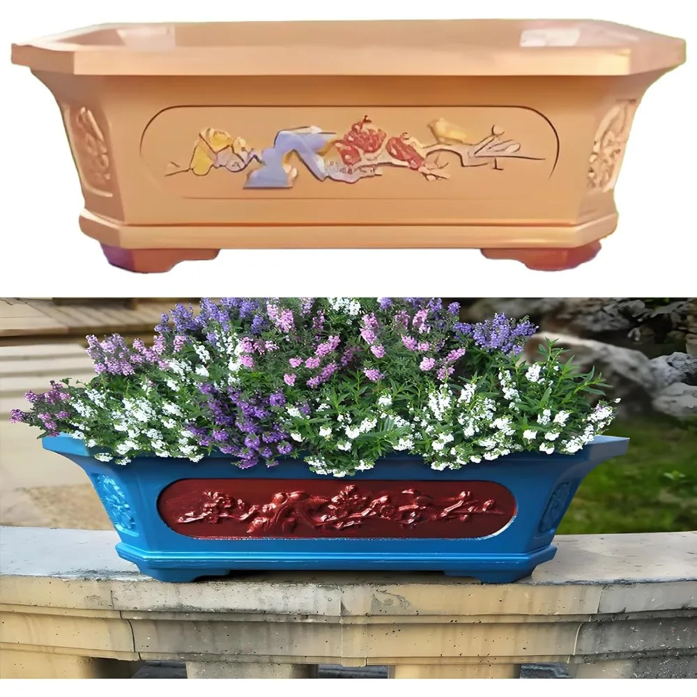 قوالب زراعة كبيرة، قوالب زراعة خرسانية كبيرة جدًا، قوالب زهور لديكور المنزل والحديقة (35 سم) #6